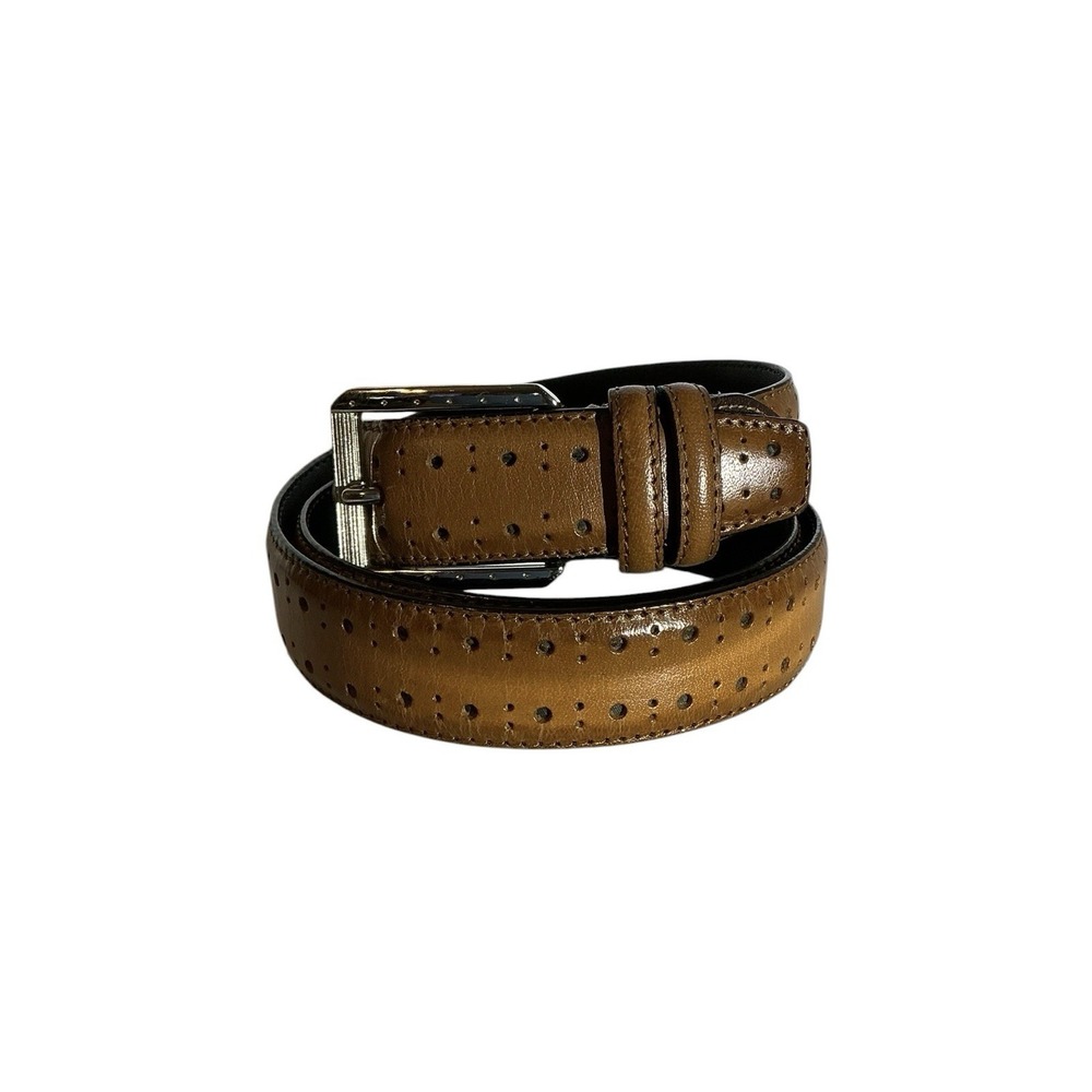 Stacy Adams Men's Brown Perforated Leather Dress Belt Sz 42